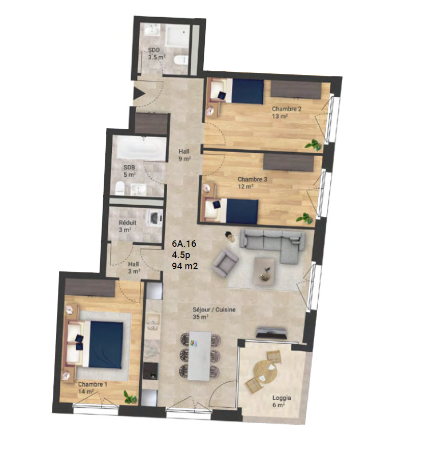 Appartement loué 4.5 pièces 94m², Échallens - osiris6A.16